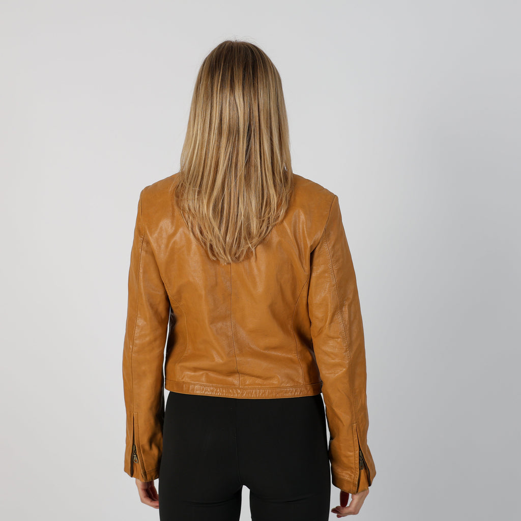 Tan Y2K Leather Jacket (S)