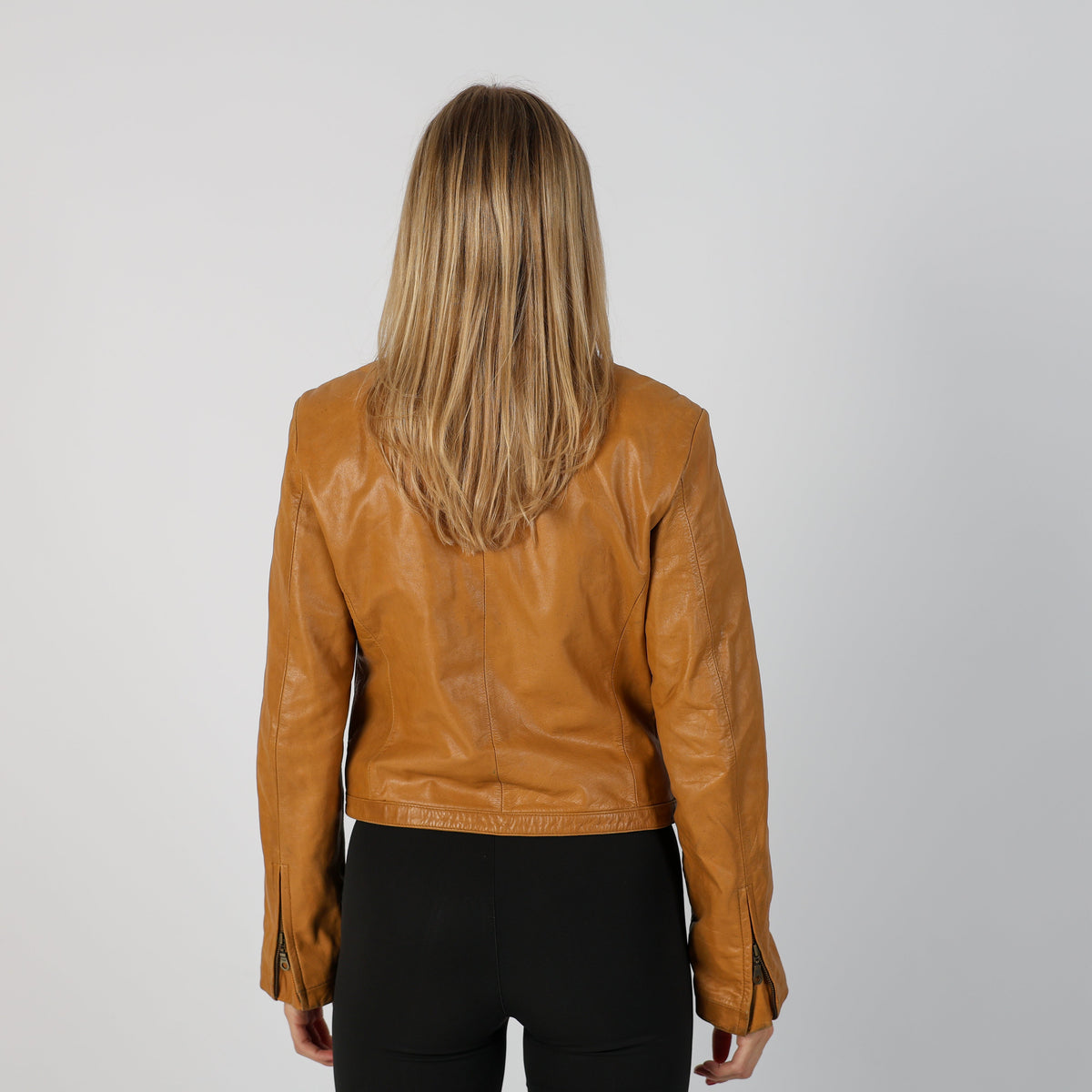 Tan Y2K Leather Jacket (S)