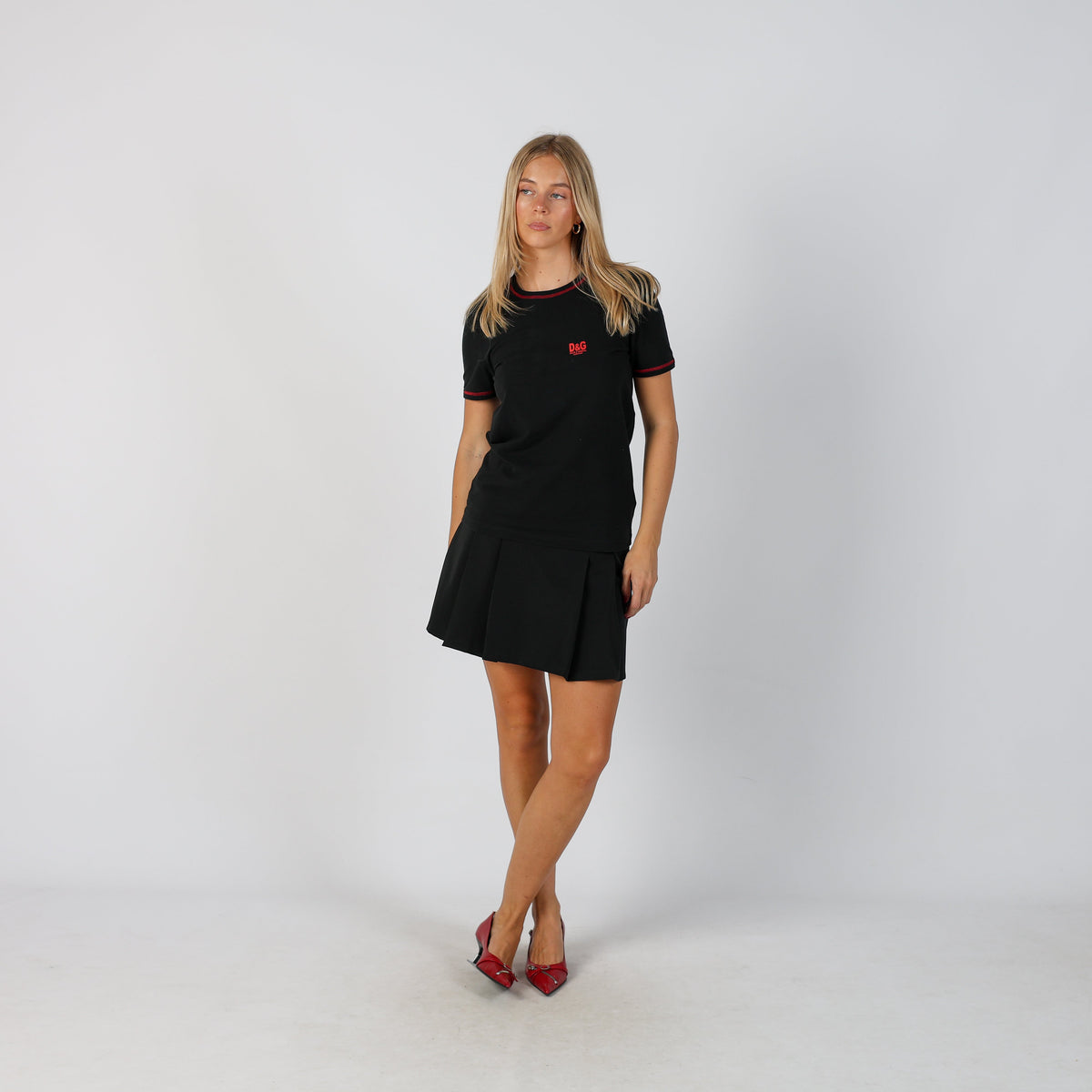 Black Y2K Made in Italy Woven Mini Skirt (S)