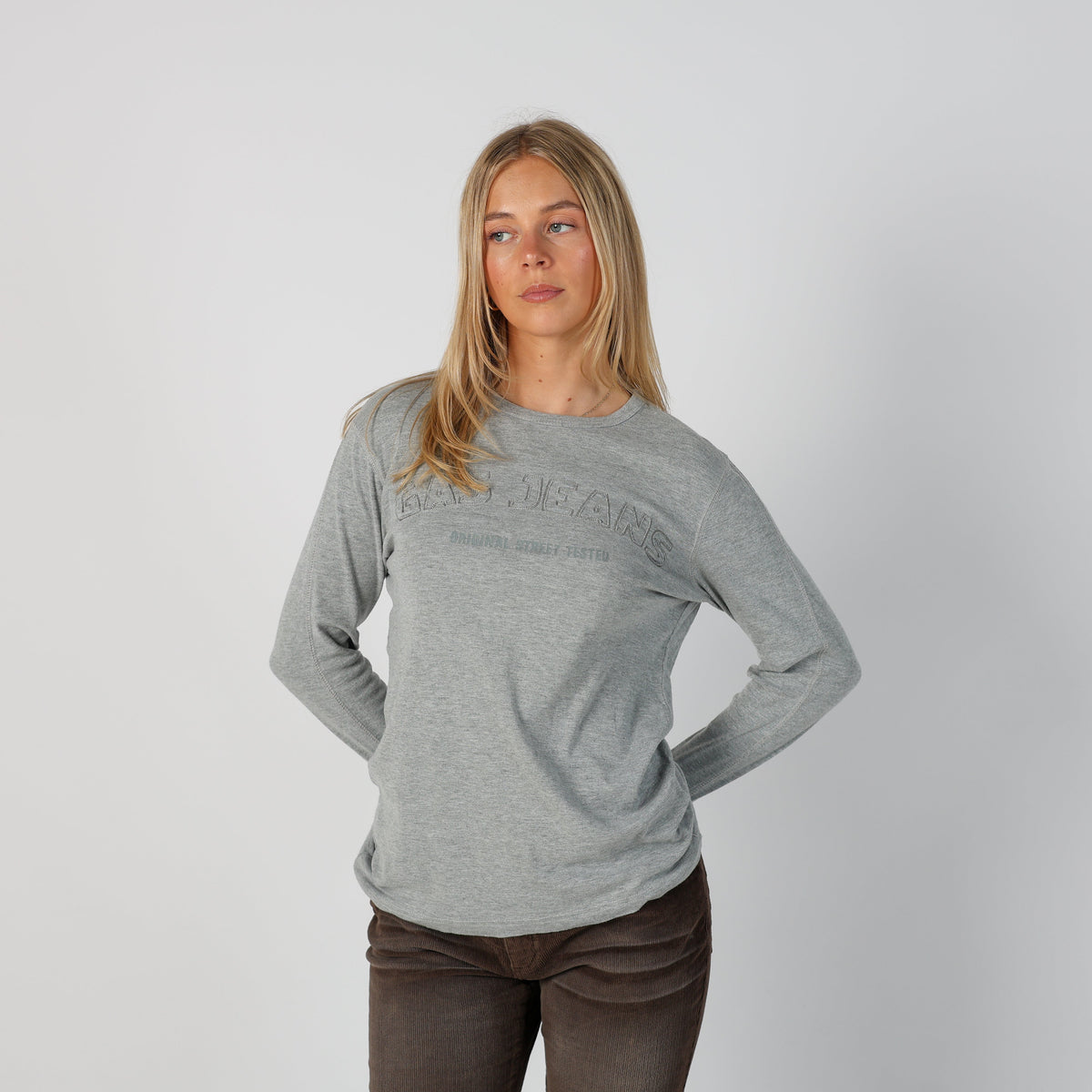 Light Grey Y2K GAS Long Sleeve Top (S)