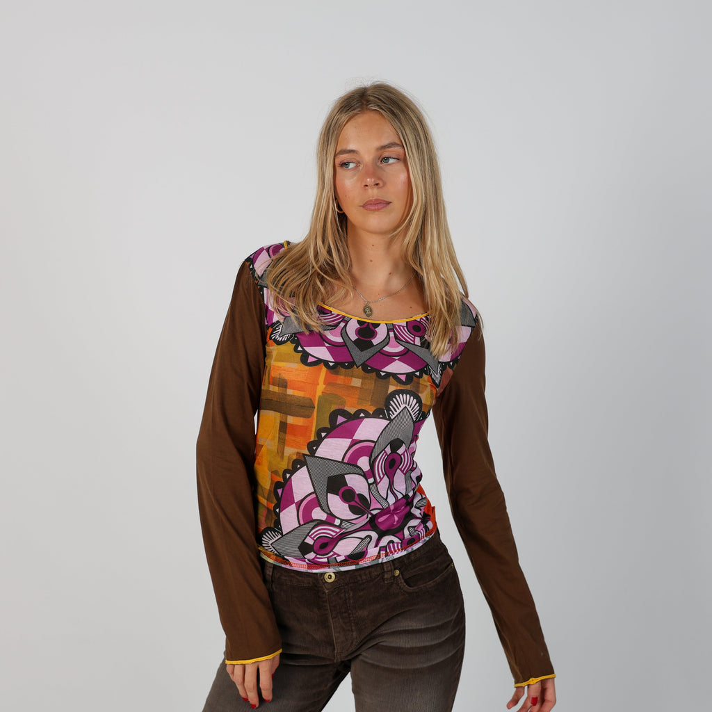 Brown Y2K Long Sleeve Top (S)