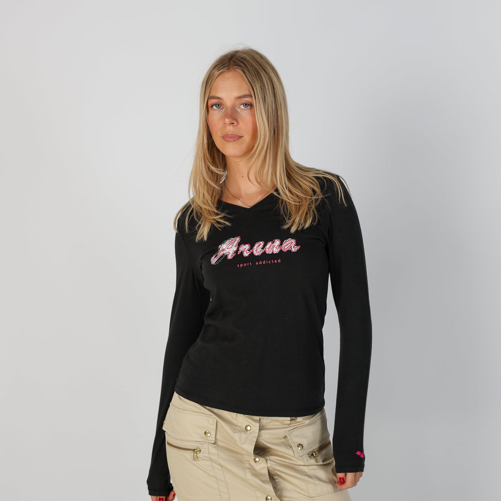 Black Y2K Arena Long Sleeve Top (S)