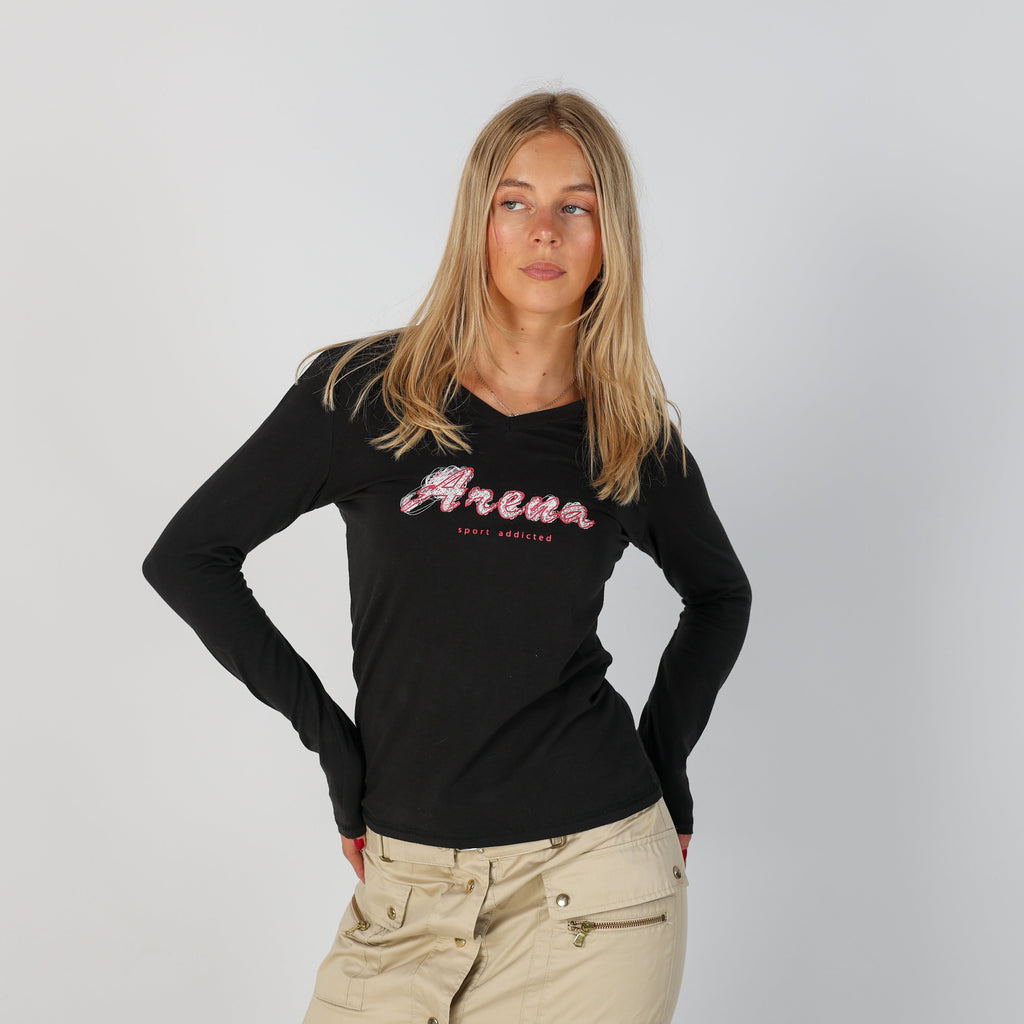 Black Y2K Arena Long Sleeve Top (S)