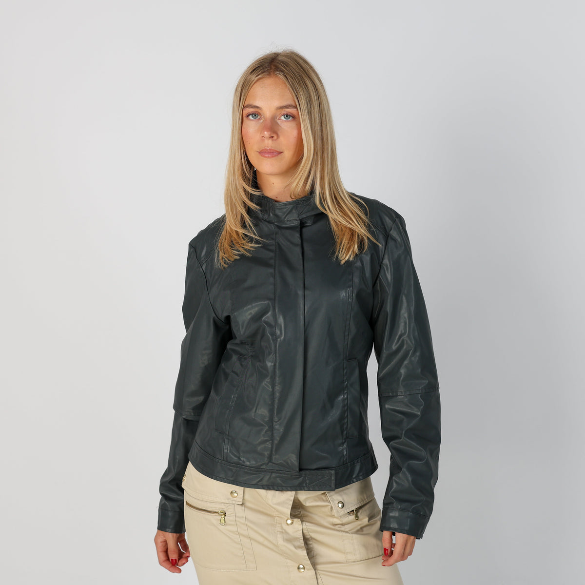 Charcoal Grey Y2K Made in Italy Woven Jacket (M)