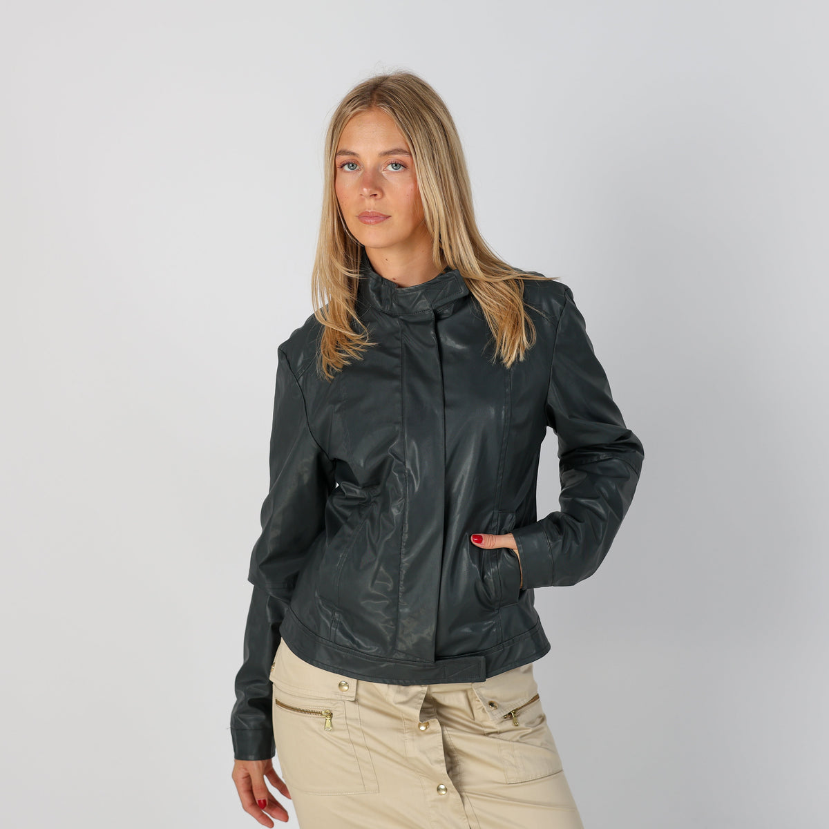 Charcoal Grey Y2K Made in Italy Woven Jacket (M)