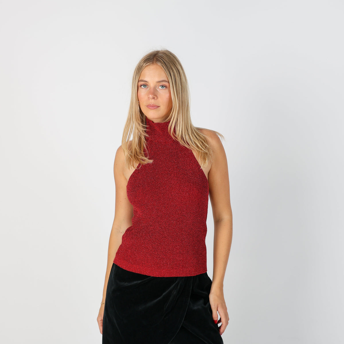 Red Y2K Stefanel Woven Top (XS)