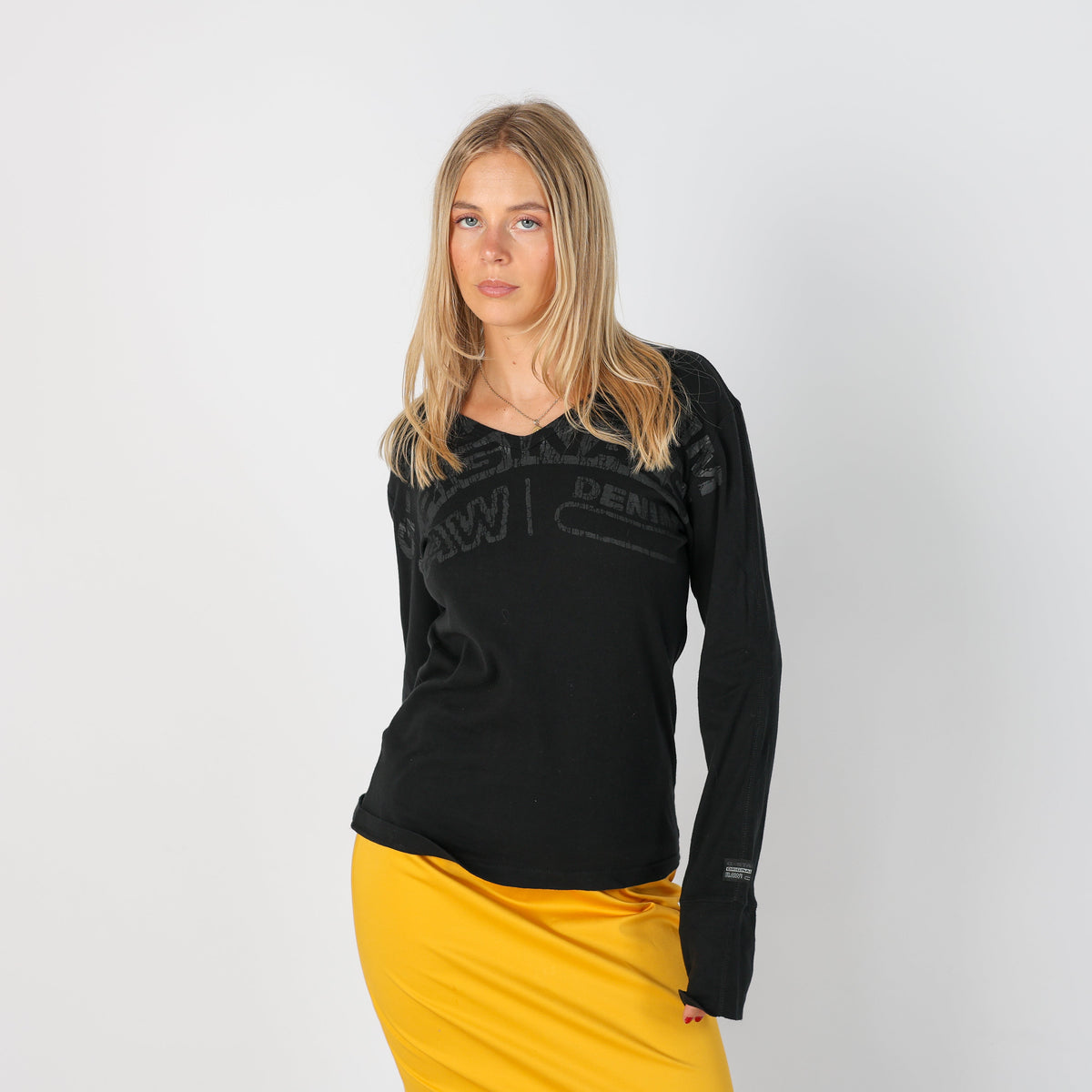 Black Y2K G-Star Long Sleeve Top (S)