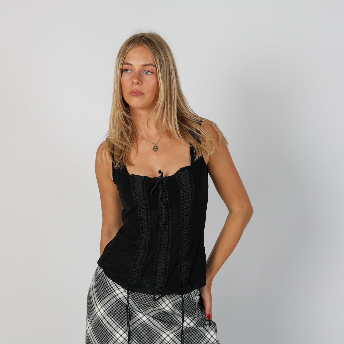 Black Y2K Woven Top Sheer (S)