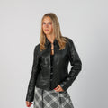 Black Y2K Bloom Leather Jacket (S)