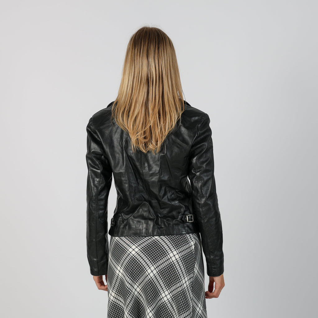 Black Y2K Made in Italy Leather Jacket (S)