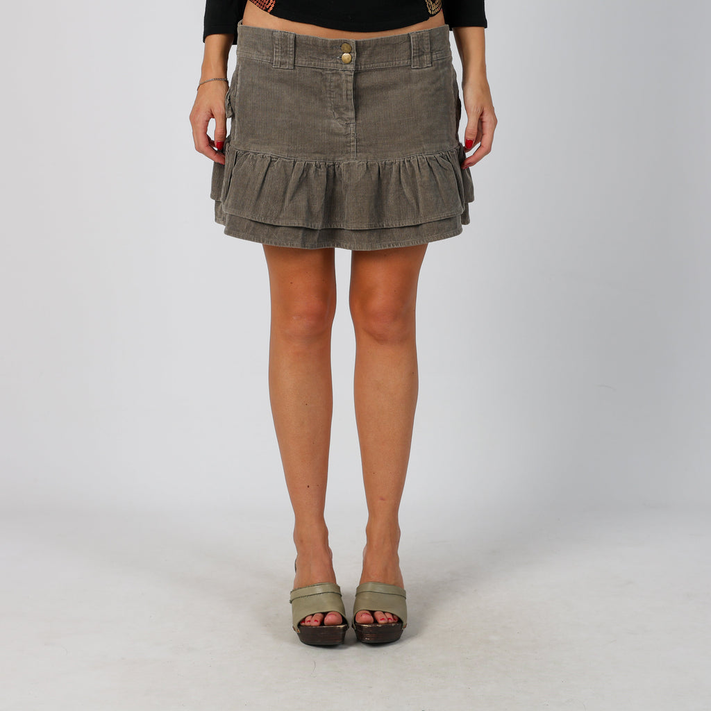 Brown Y2K Woven Mini Skirt (L)