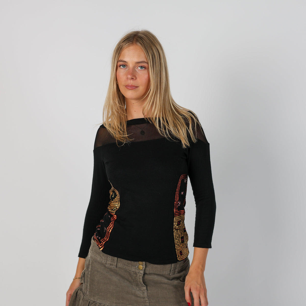 Black Y2K Made in Italy Long Sleeve Top (S)