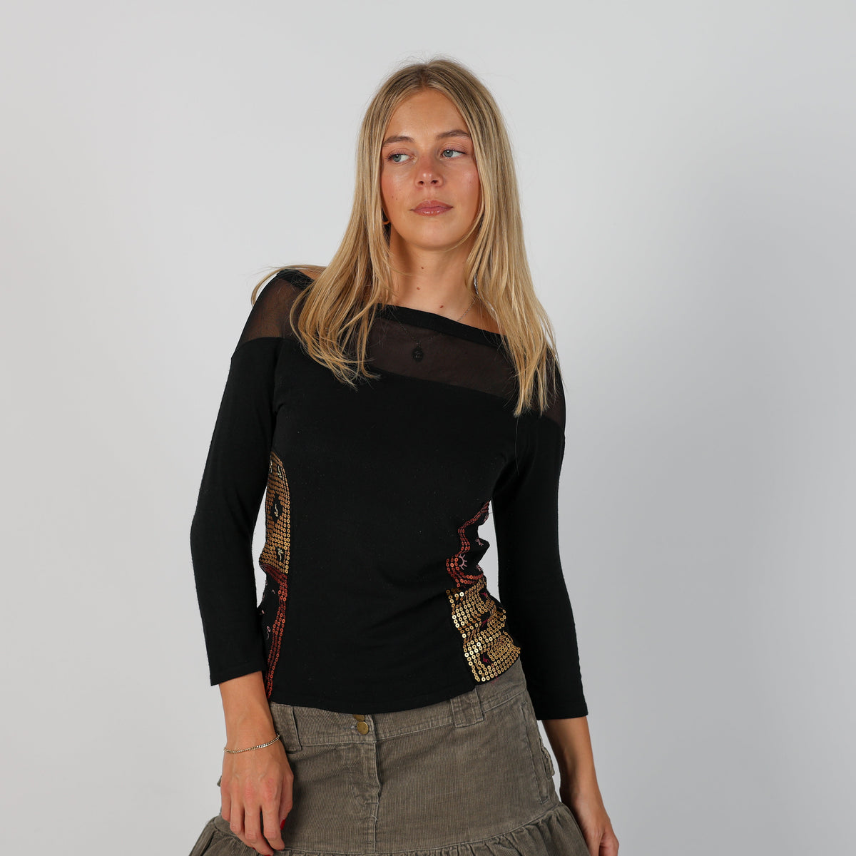 Black Y2K Made in Italy Long Sleeve Top (S)
