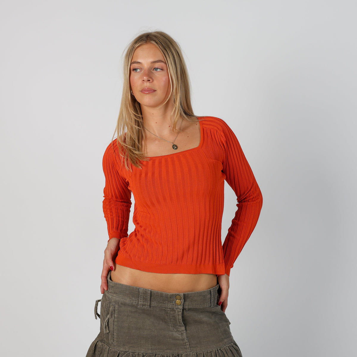 Orange Y2K Long Sleeve Top (S)