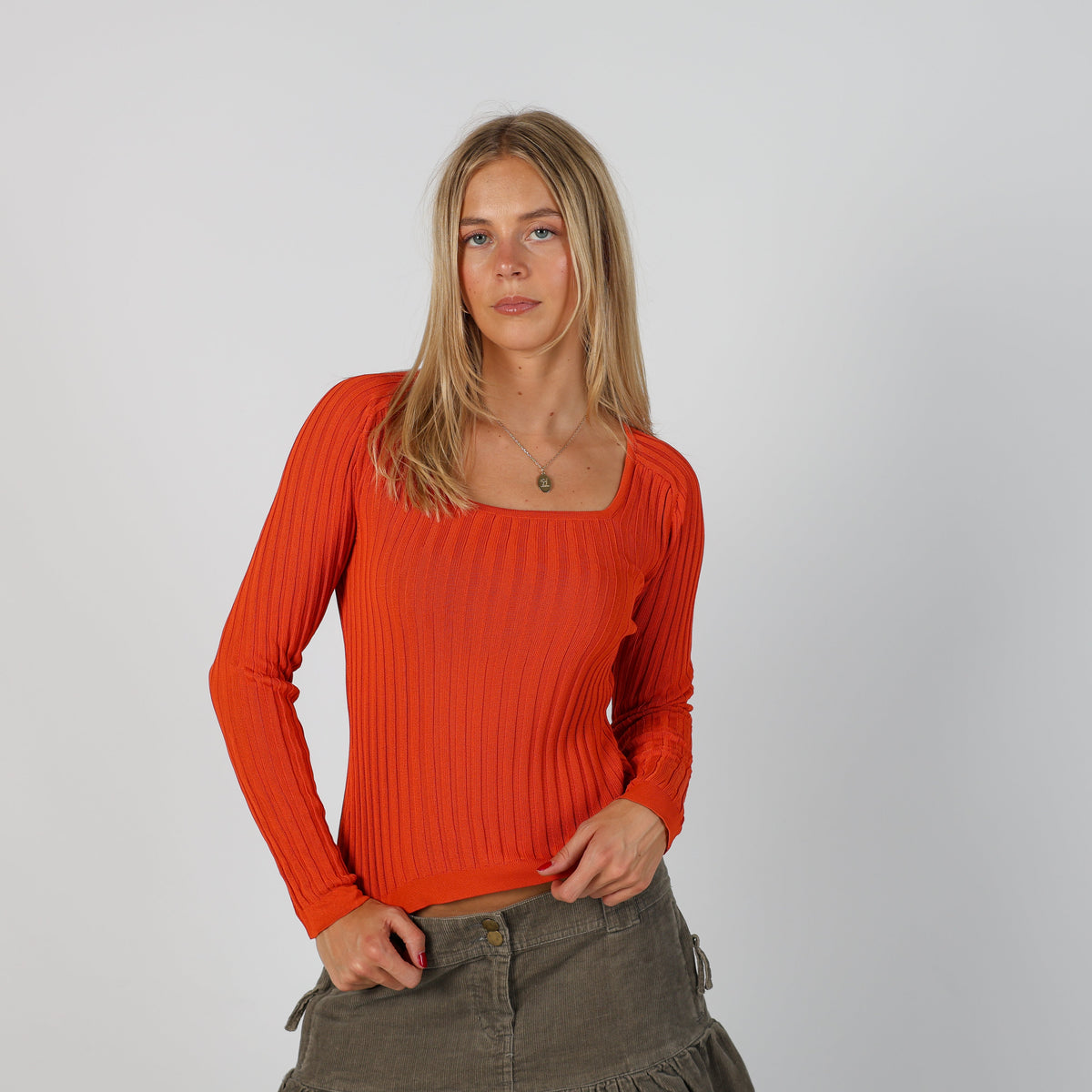 Orange Y2K Long Sleeve Top (S)