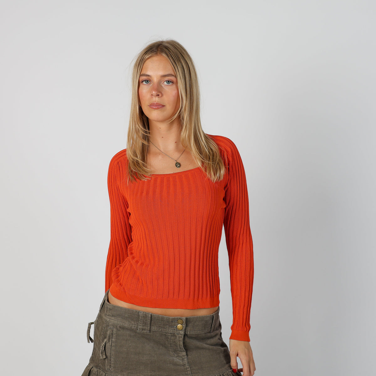 Orange Y2K Long Sleeve Top (S)