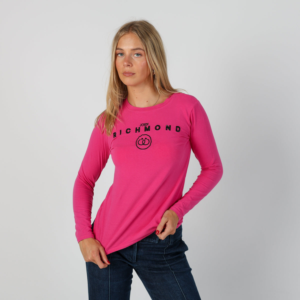 Pink Y2K John Richmond Long Sleeve Top (S)