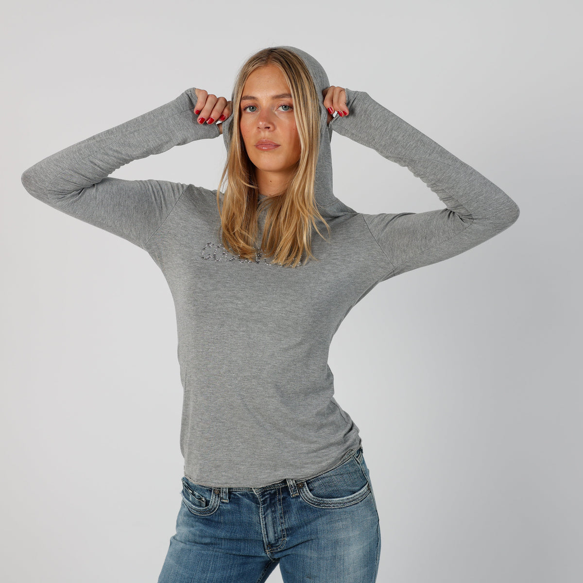 Light Grey Y2K Coconuda Long Sleeve Top (S)