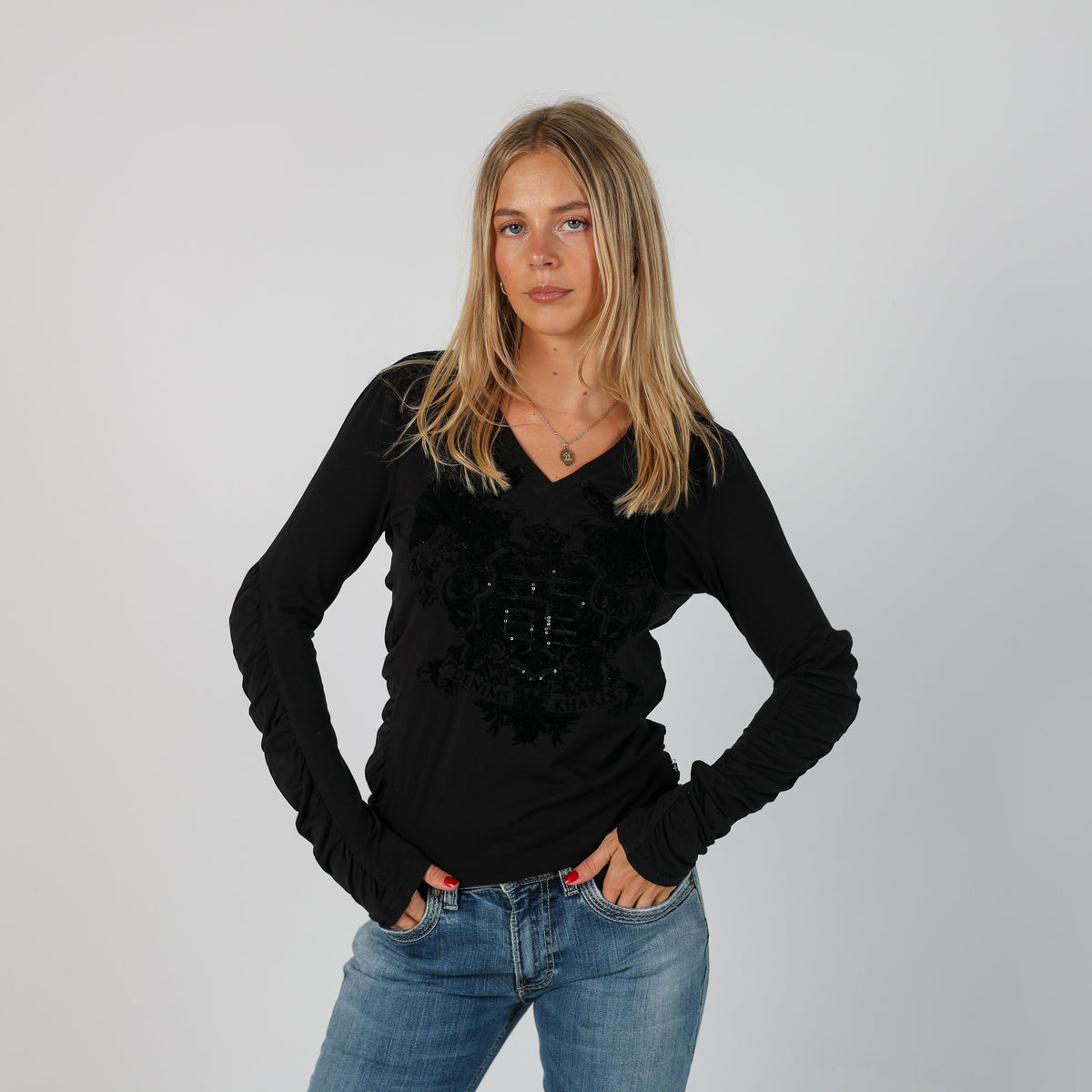 Black Y2K Zu Elements Long Sleeve Top (S)