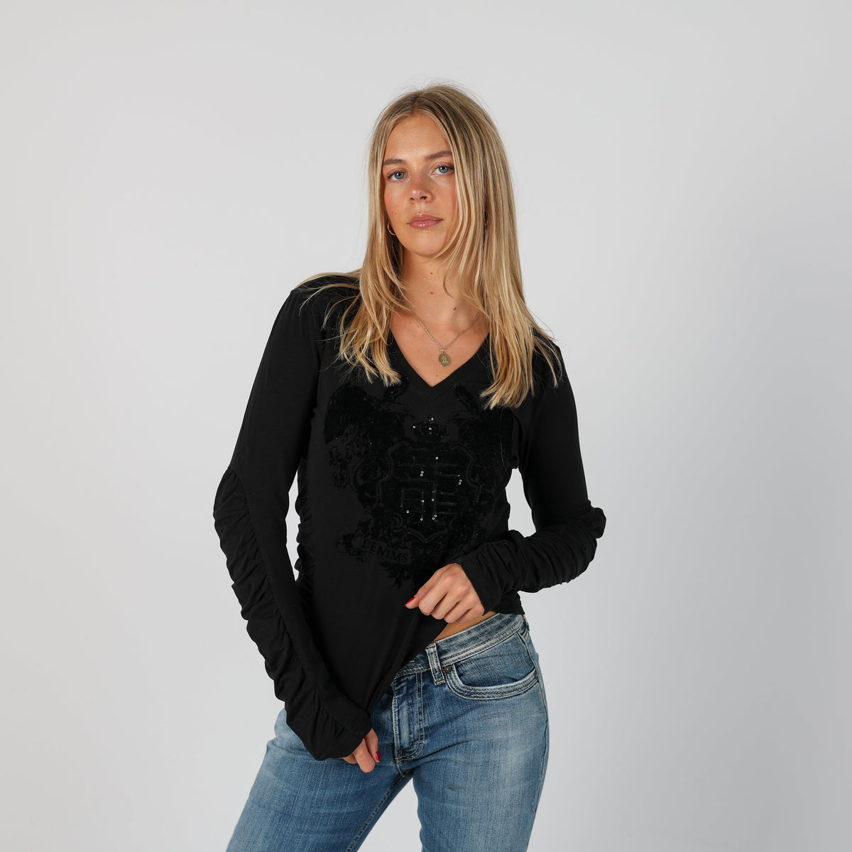 Black Y2K Zu Elements Long Sleeve Top (S)