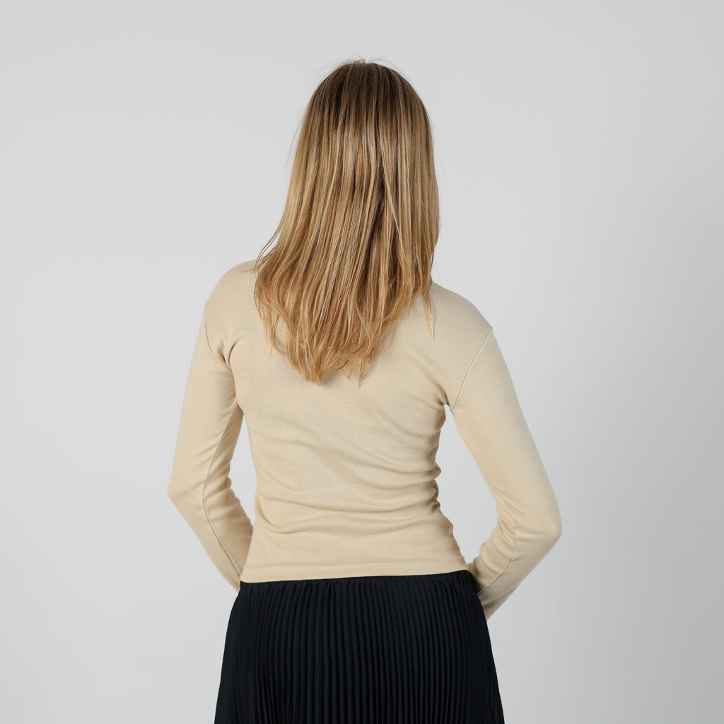 Cream Y2K Made in Italy Long Sleeve Top (XS)