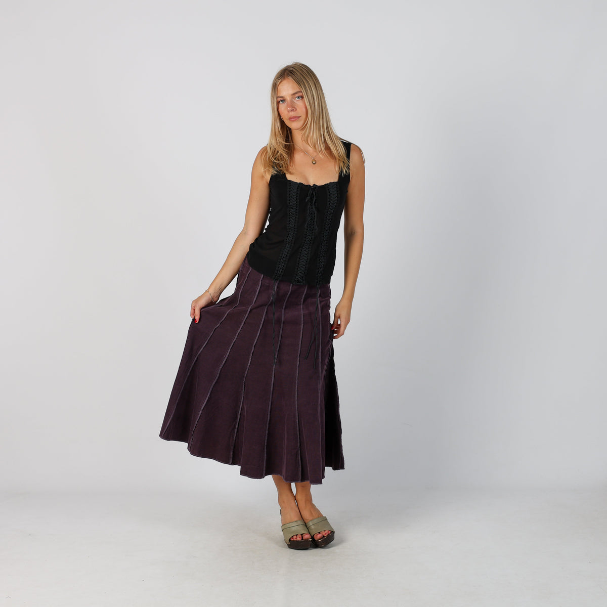 Purple Y2K Jacqueline Riu Woven Maxi Skirt (S)