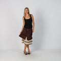 Brown Y2K Woven Midi Skirt (S)