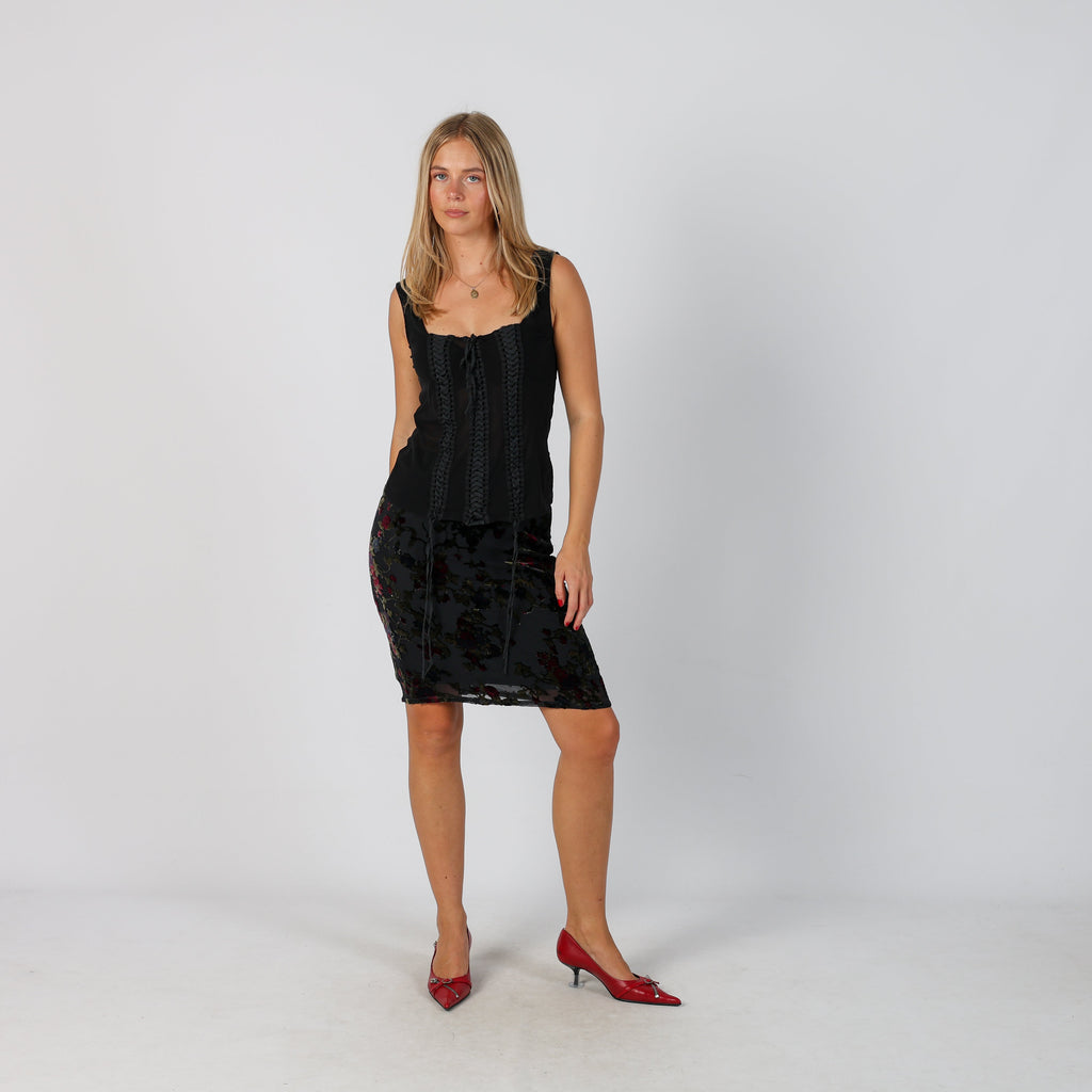 Black Y2K Patrizia Pepe Woven Midi Skirt (XS)