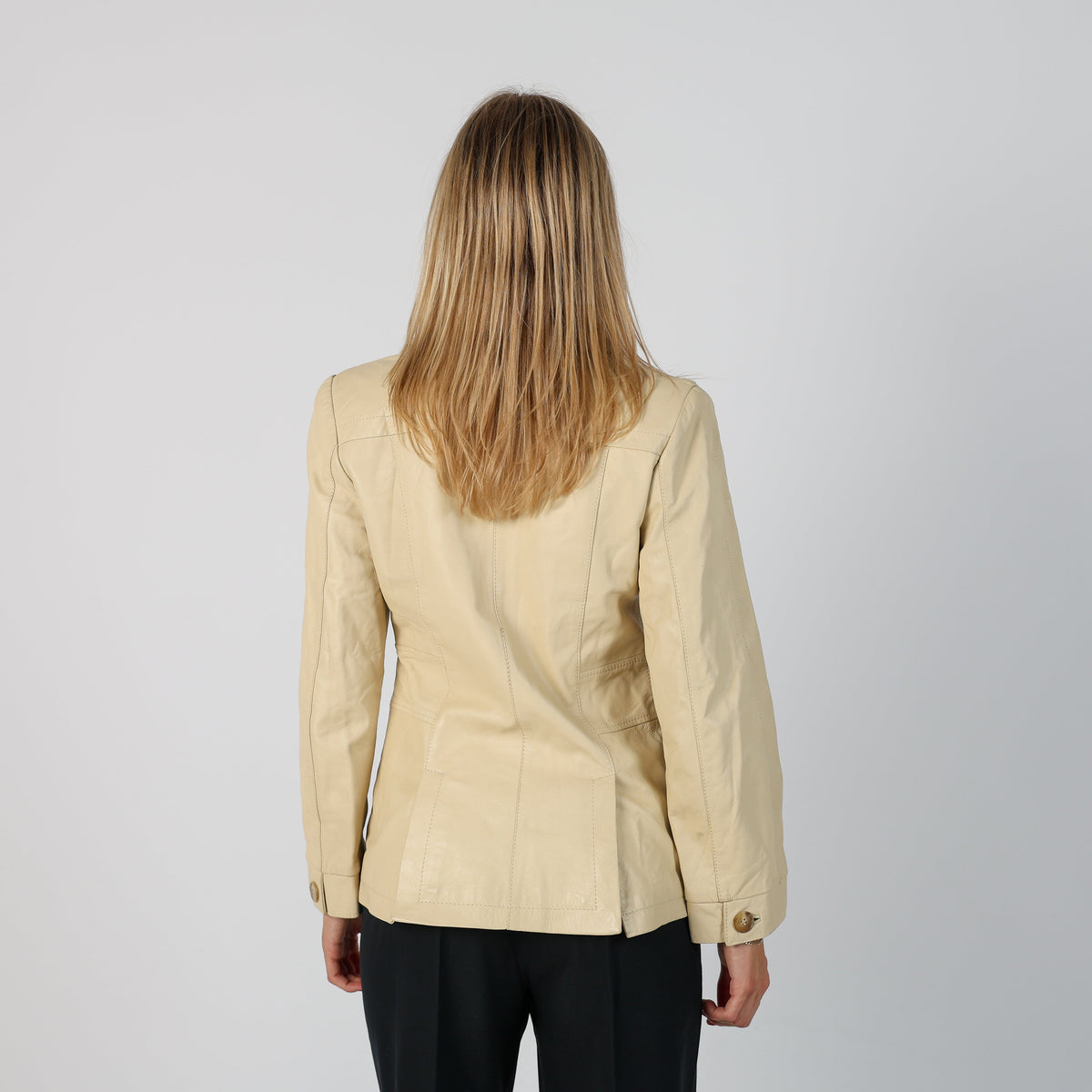Beige Y2K Made in Italy Leather Jacket (M)