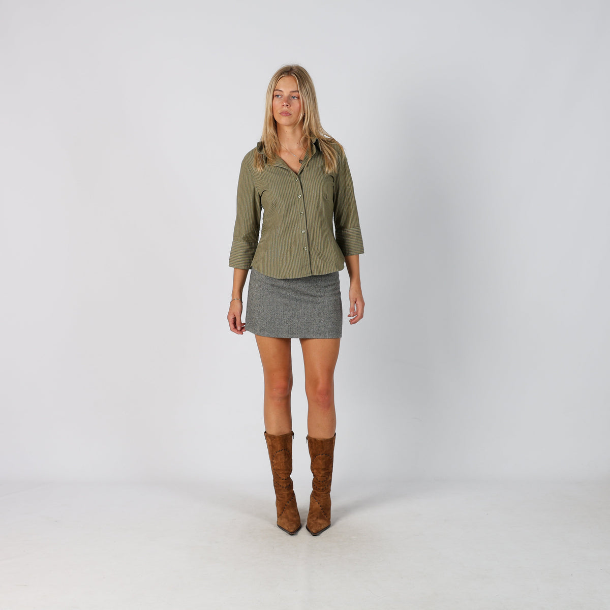 Khaki Green Y2K Shirt (S)