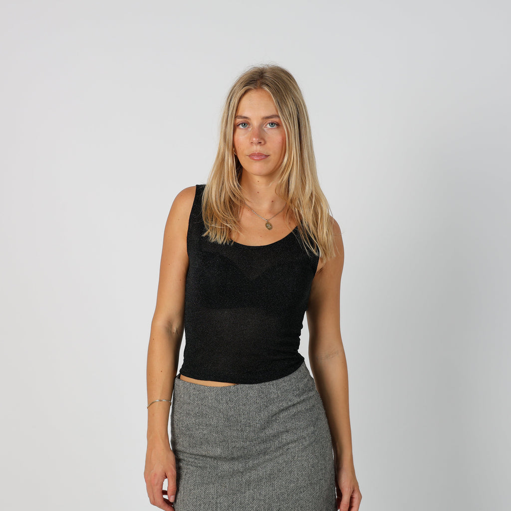 Black Y2K Woven Vest Sheer (S)