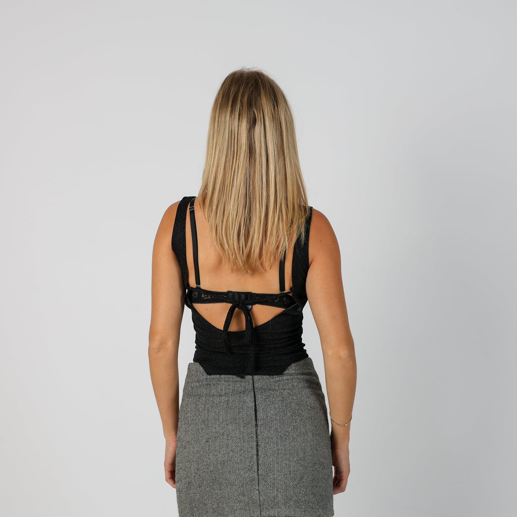 Black Y2K Woven Vest Sheer (S)