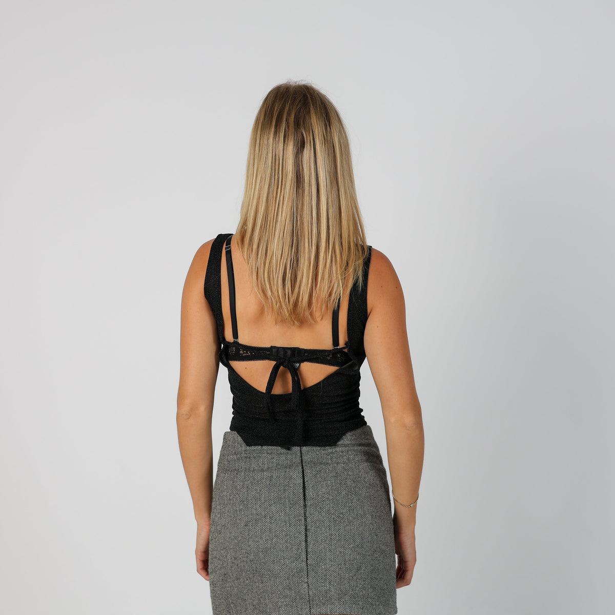 Black Y2K Woven Vest Sheer (S)