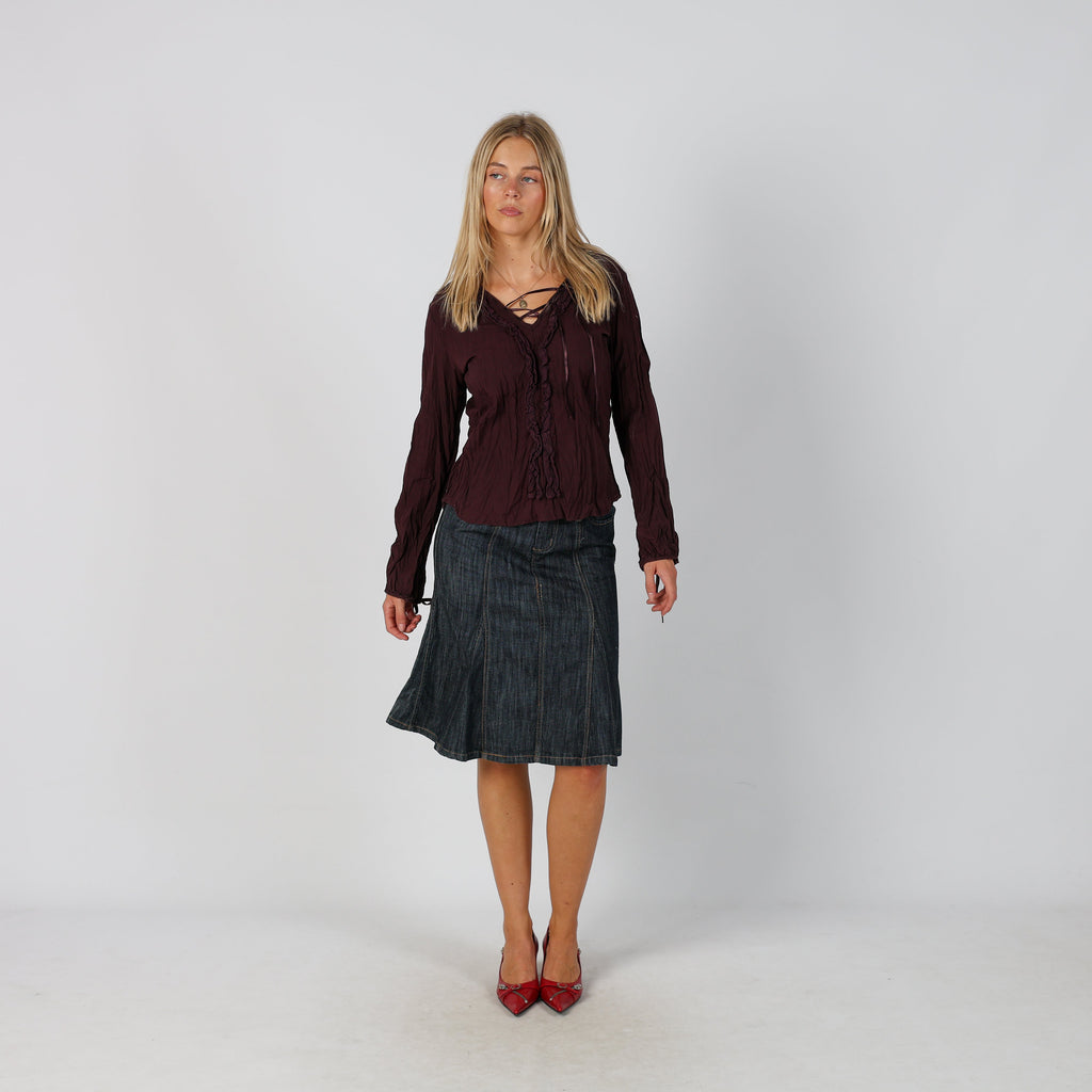 Blue Y2K Denim Midi Skirt (S)