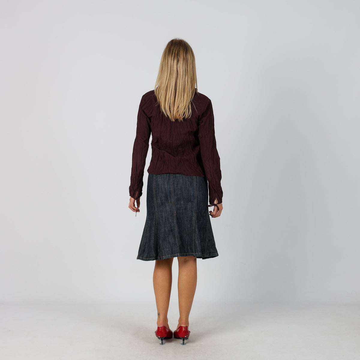 Blue Y2K Denim Midi Skirt (S)
