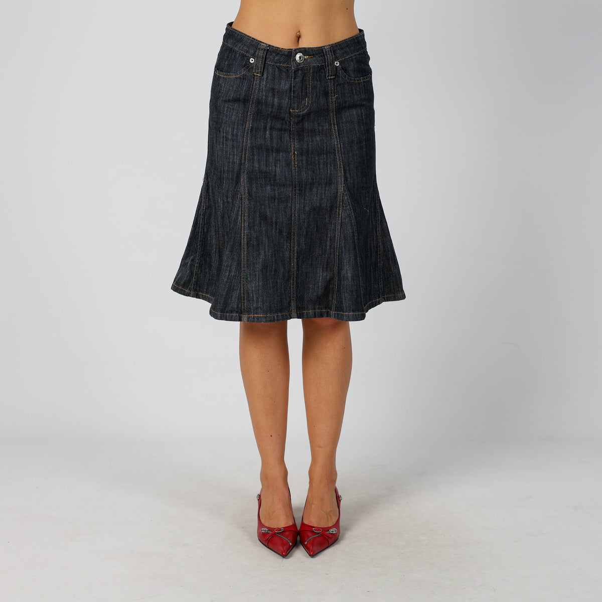 Blue Y2K Denim Midi Skirt (S)