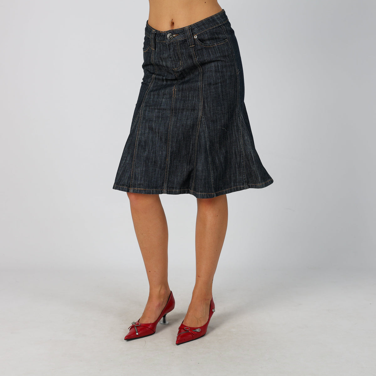 Blue Y2K Denim Midi Skirt (S)