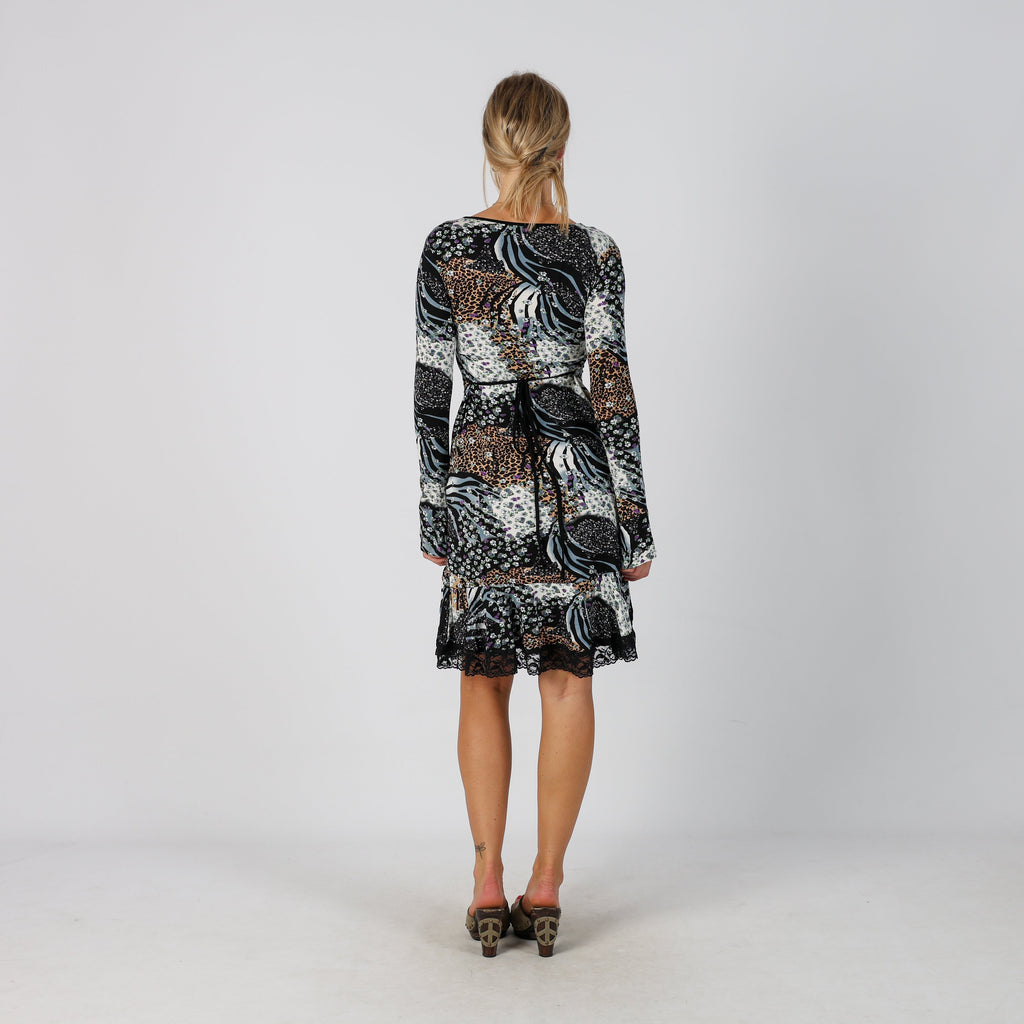 Black Y2K Woven Midi Dress (S)