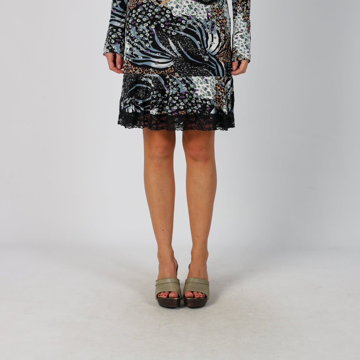 Black Y2K Woven Midi Dress (S)