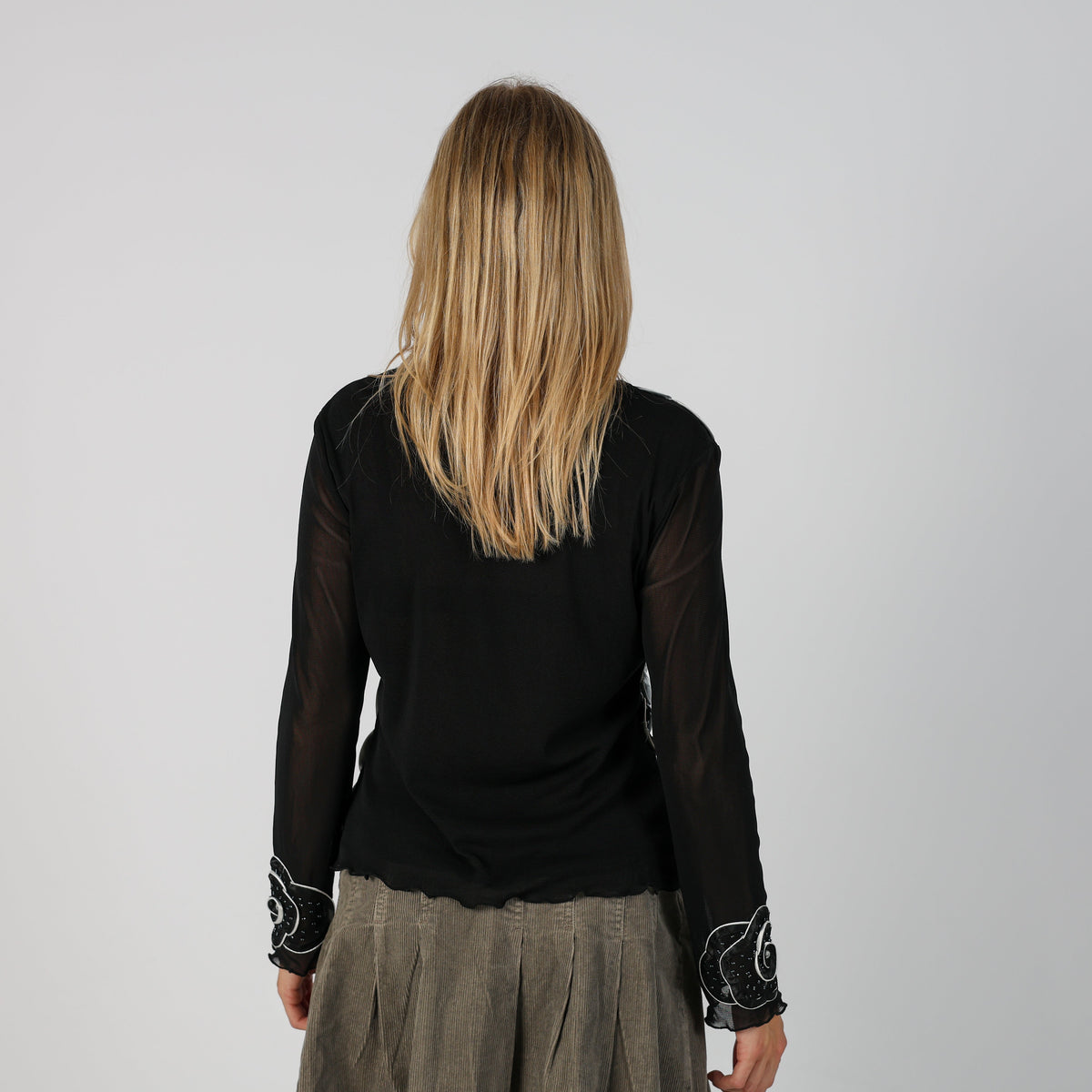 Black Y2K Urban Renewal Long Sleeve Top (M)