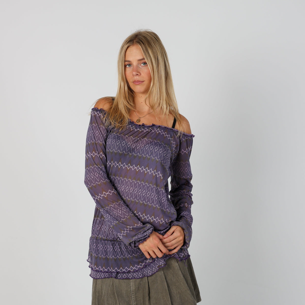 Purple Y2K Colours of the World Blouse Sheer (M)