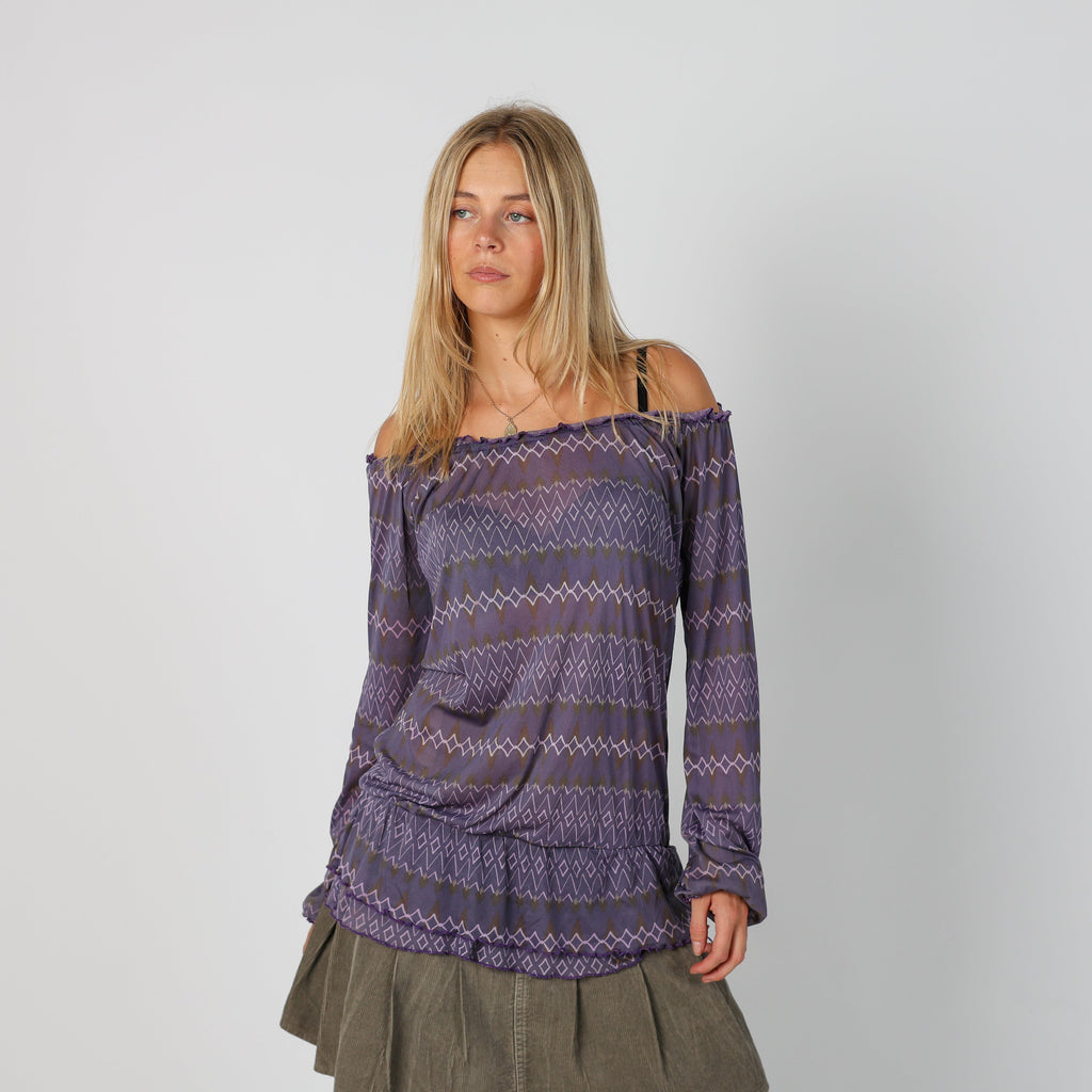Purple Y2K Colours of the World Blouse Sheer (M)