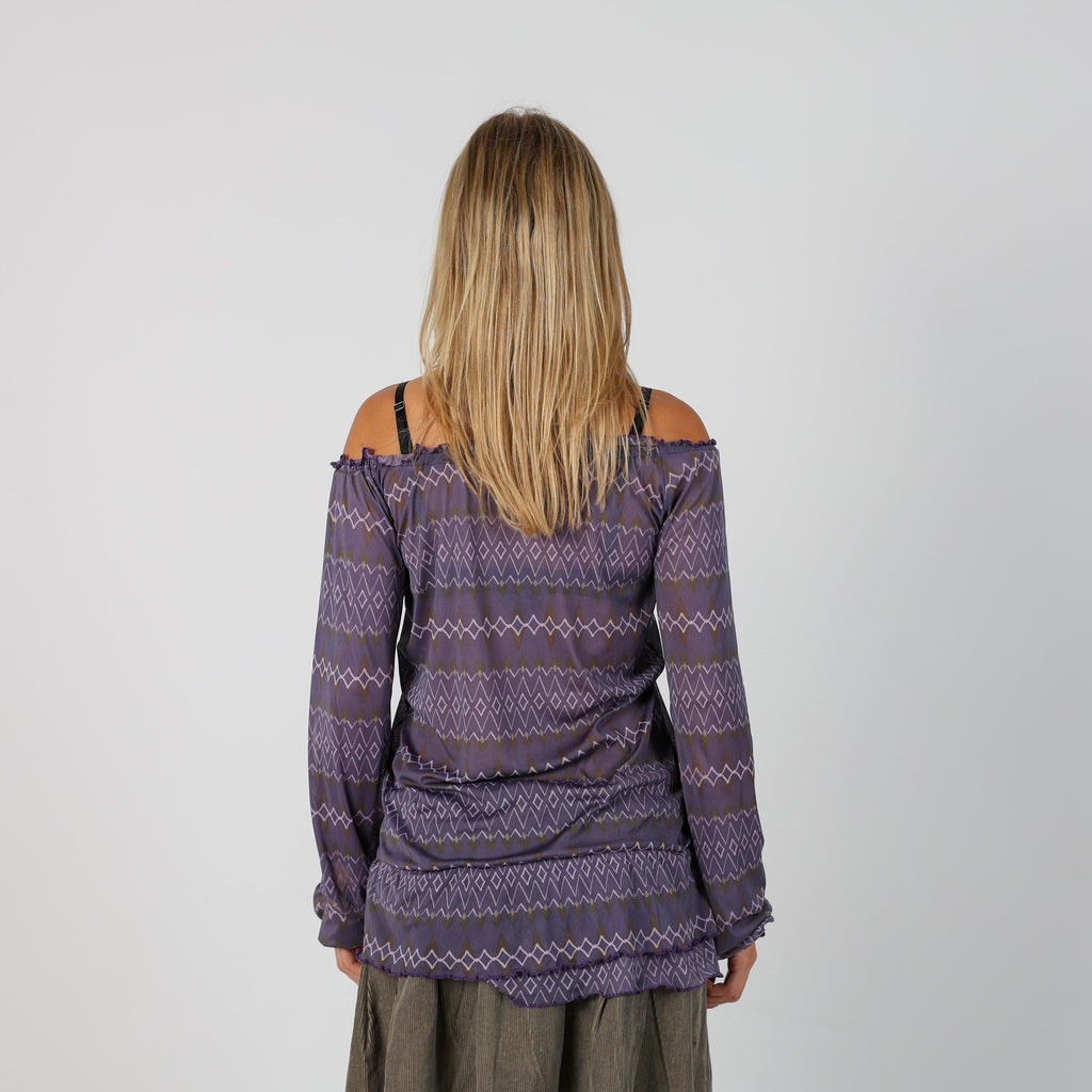 Purple Y2K Colours of the World Blouse Sheer (M)
