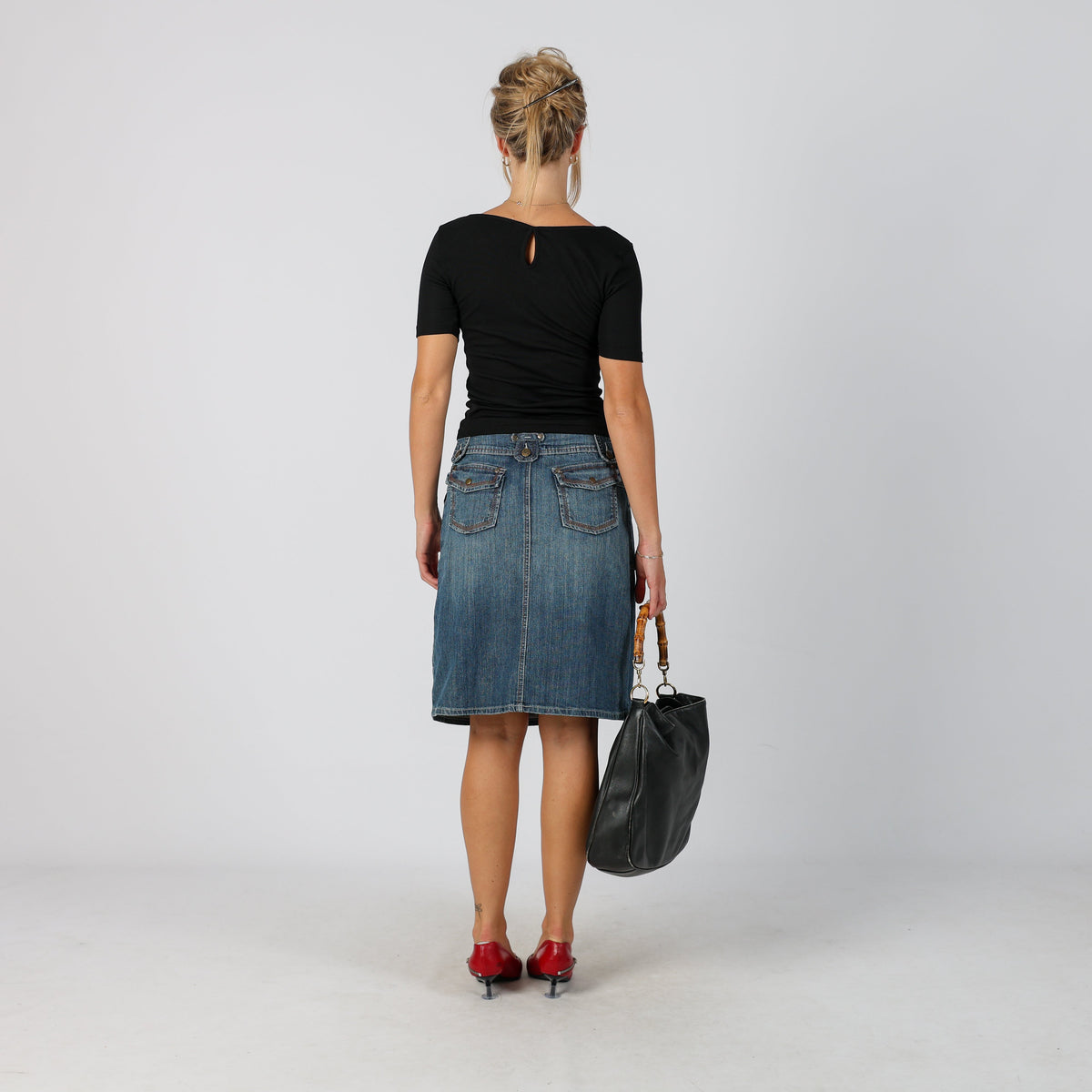 Blue Y2K Denim Midi Skirt (S)