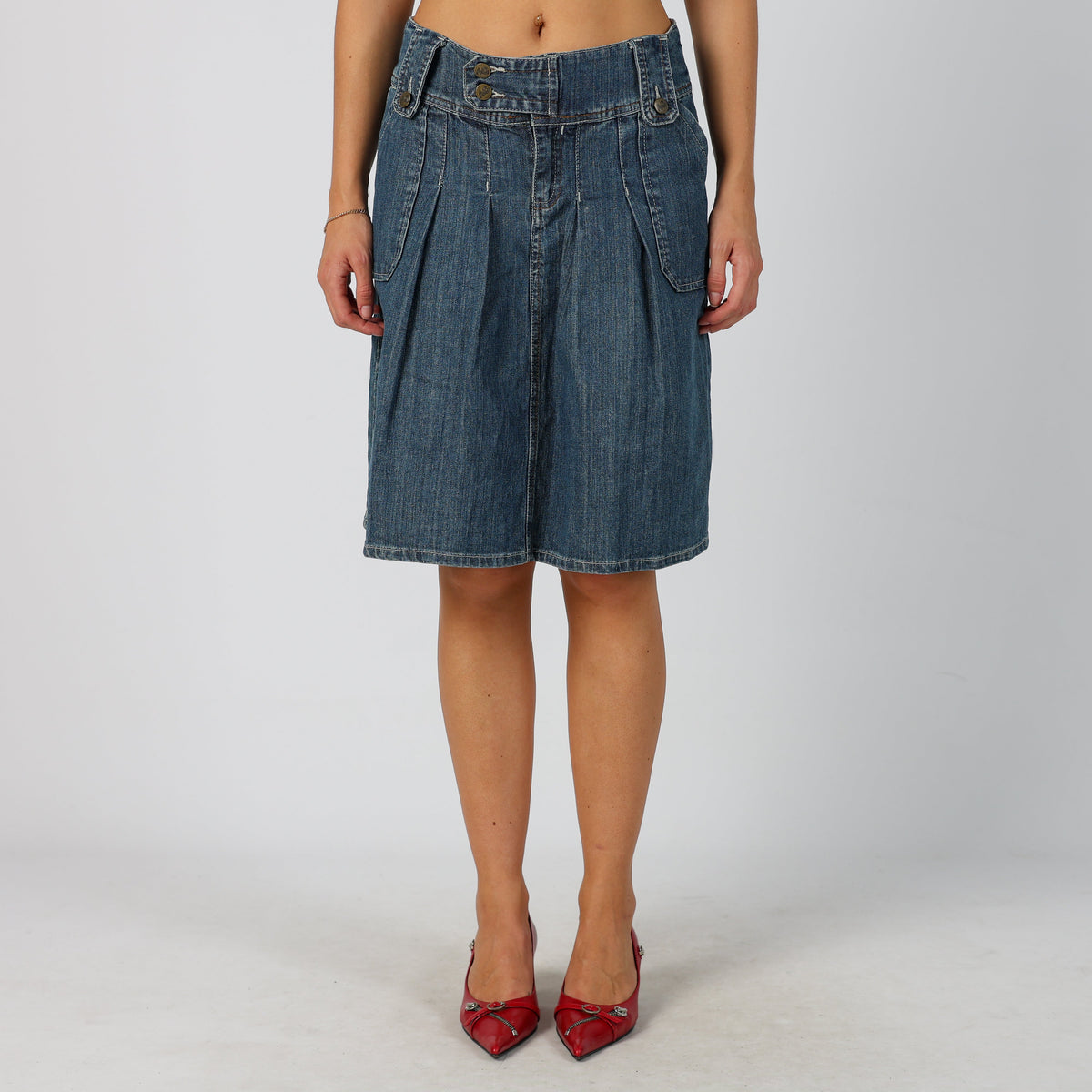 Blue Y2K Denim Midi Skirt (S)