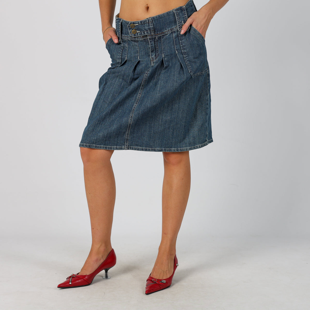 Blue Y2K Denim Midi Skirt (S)