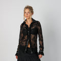 Black Y2K EXTYN Italia Blouse Sheer (M)