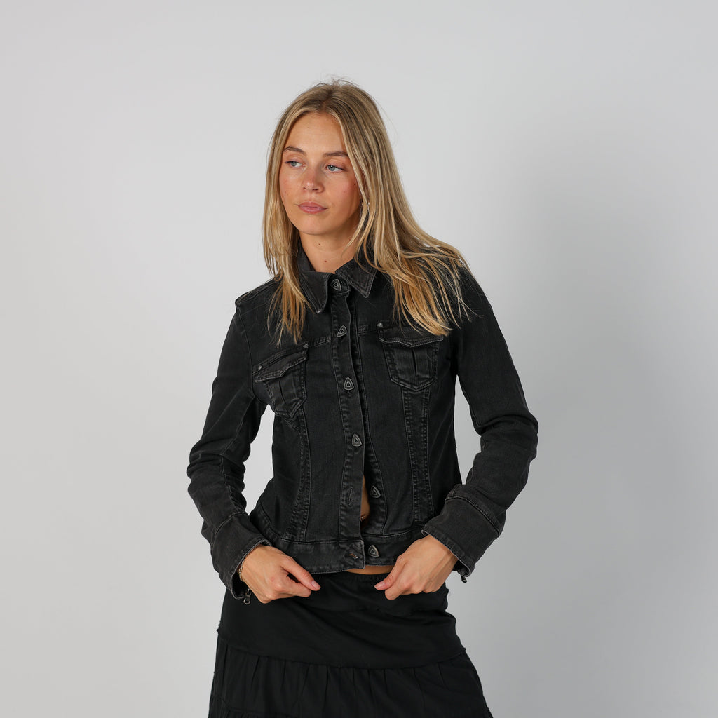 Charcoal Grey Y2K Denim Jacket (S)