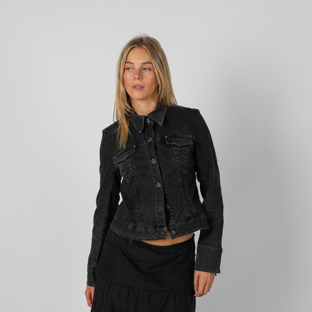 Charcoal Grey Y2K Denim Jacket (S)