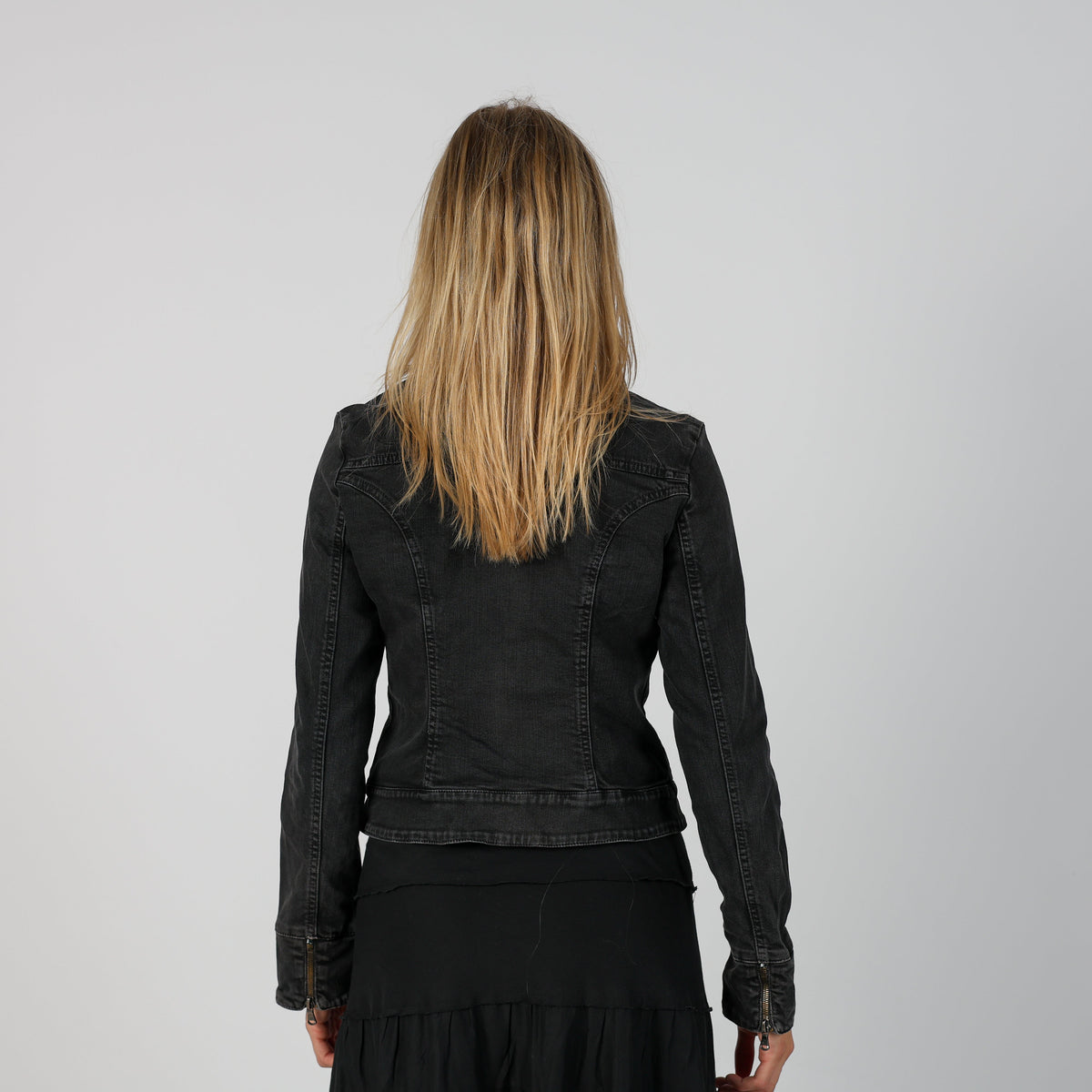 Charcoal Grey Y2K Denim Jacket (S)